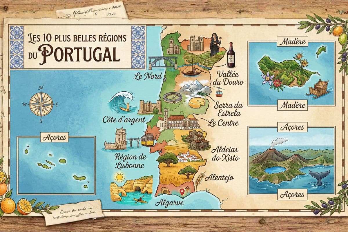 Carte des régions du portugal